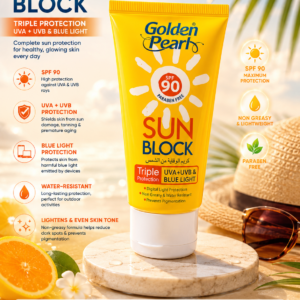 golden pearl sun block spf 90 – triple protection uva + uvb & blue light