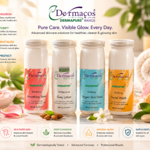 dermacos dermapure skincare range – facial wash, grey lotion, oxygen skin gloss & smoothing toner | advanced daily skin care solutions