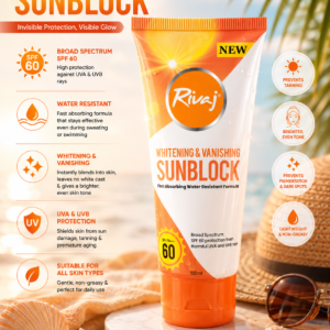 rivaj whitening & vanishing sunblock spf 60 – invisible protection & visible glow