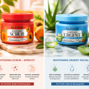1. blesso whitening scrub – apricot